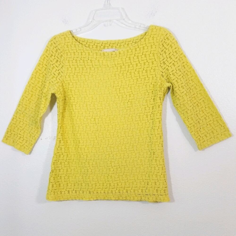 Banana Republic moon yellow lace boat neck top S